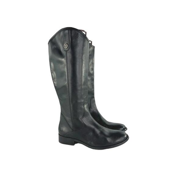 Frye Melissa Button Inside Zip Boots US 6.5 M Women's Black Leather Tall Riding - Picture 1 of 15